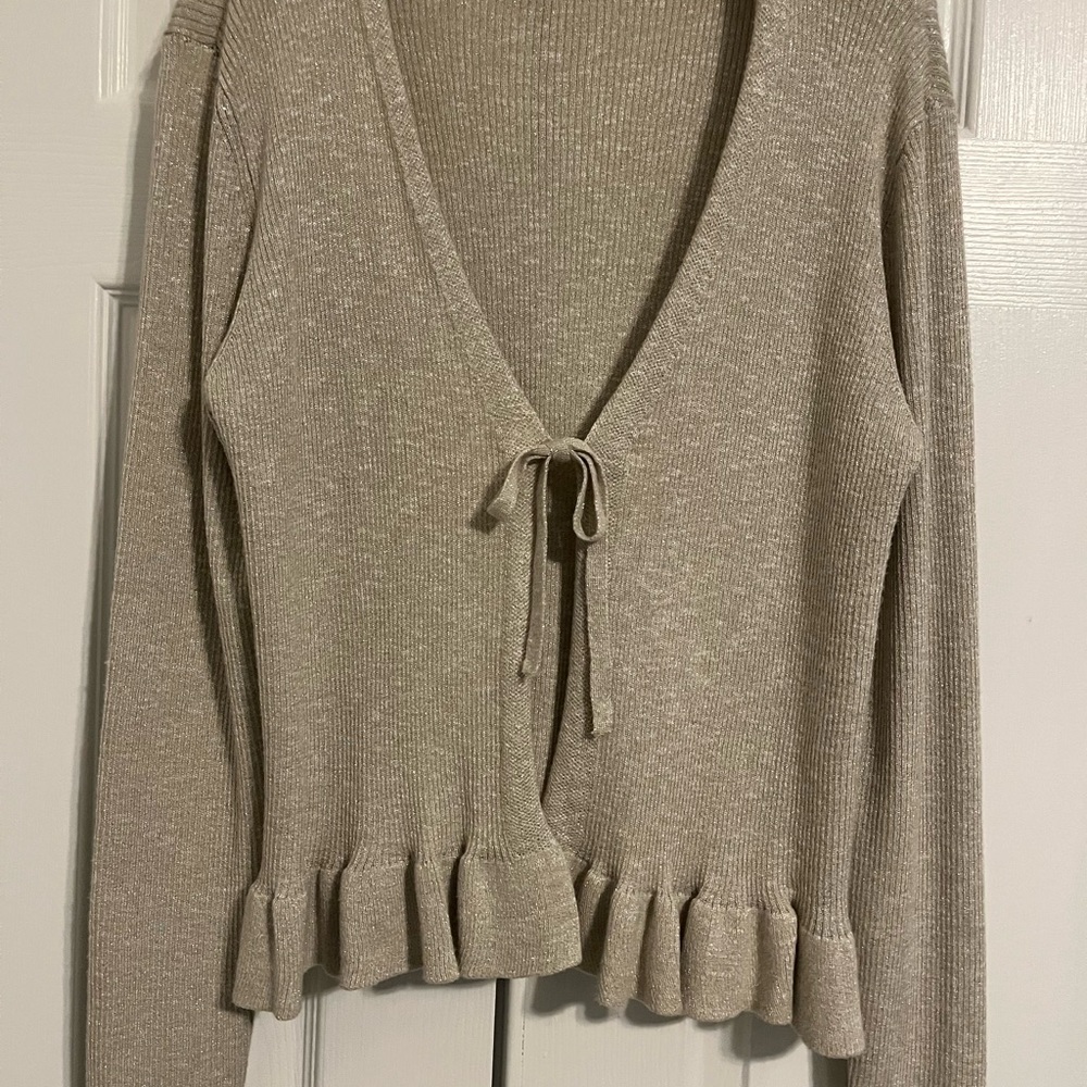 Women's Beige Sweater with Ruffle Hem